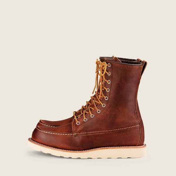 Red Wing Mens Classic Moc - 8-inchr Rough & Tough Leather - Heritage Boots Brown - 8392VNEBA